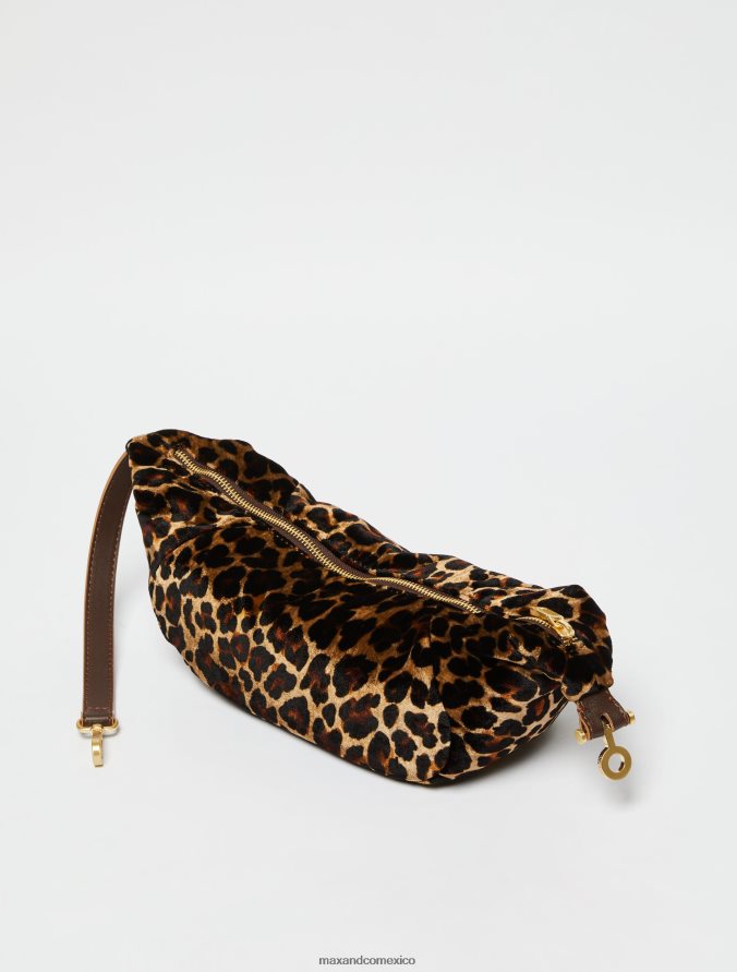 MAX&Co. mujer bolso hobo animalier de terciopelo Z860B1027 accesorio marrón