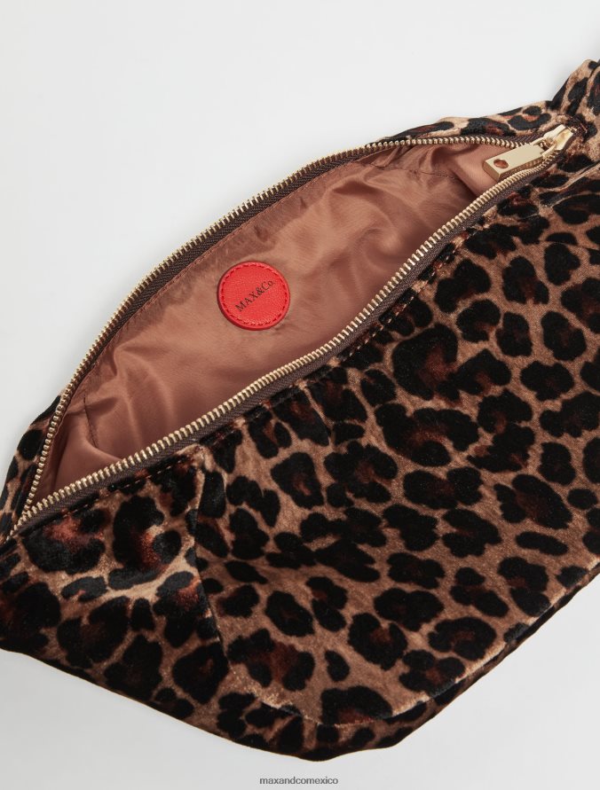 MAX&Co. mujer bolso hobo animalier de terciopelo Z860B1027 accesorio marrón