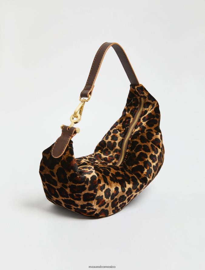MAX&Co. mujer bolso hobo animalier de terciopelo Z860B1027 accesorio marrón