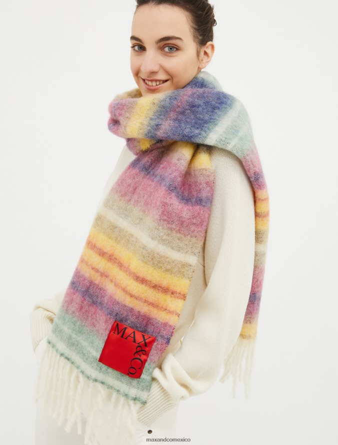 MAX&Co. mujer bufanda de lana y alpaca a rayas Z860B1140 accesorio amarillo suave