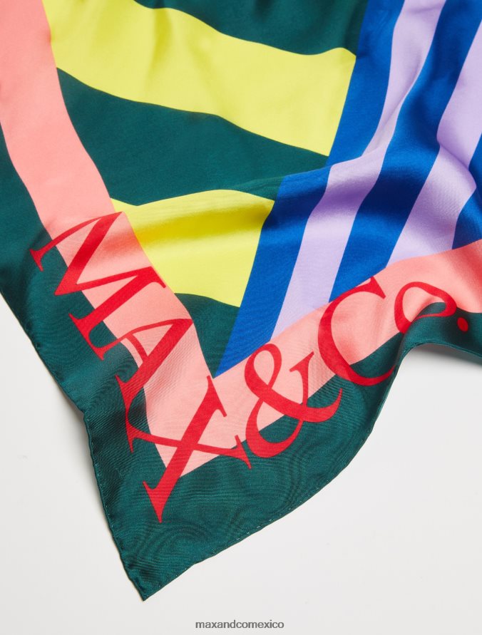 MAX&Co. mujer fular de seda estampado Z860B1129 accesorio verde