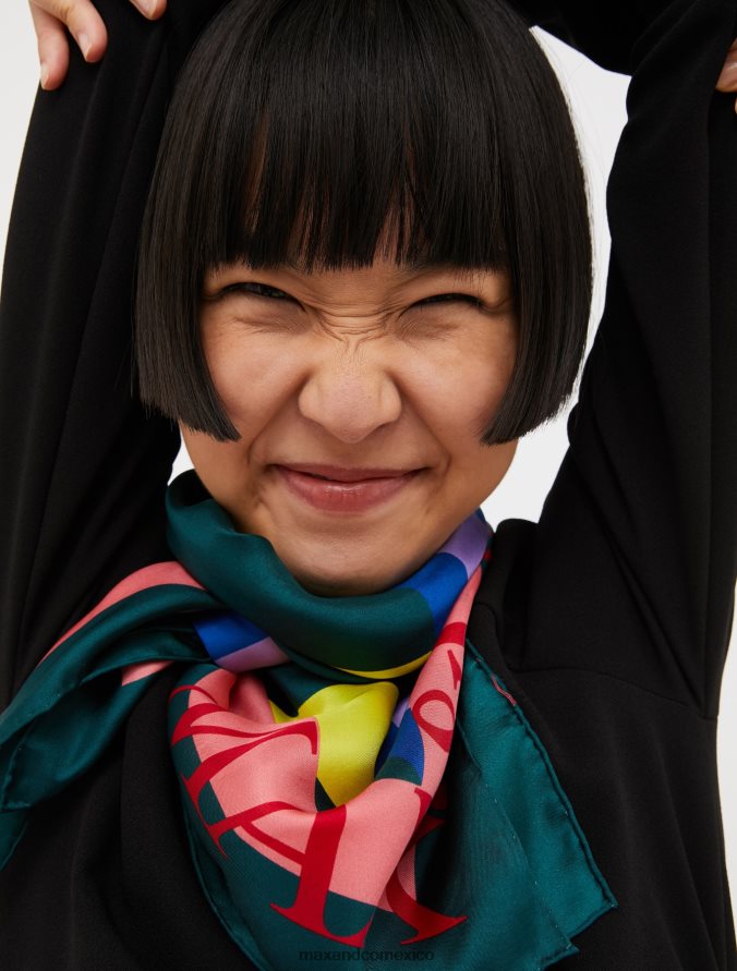 MAX&Co. mujer fular de seda estampado Z860B1129 accesorio verde