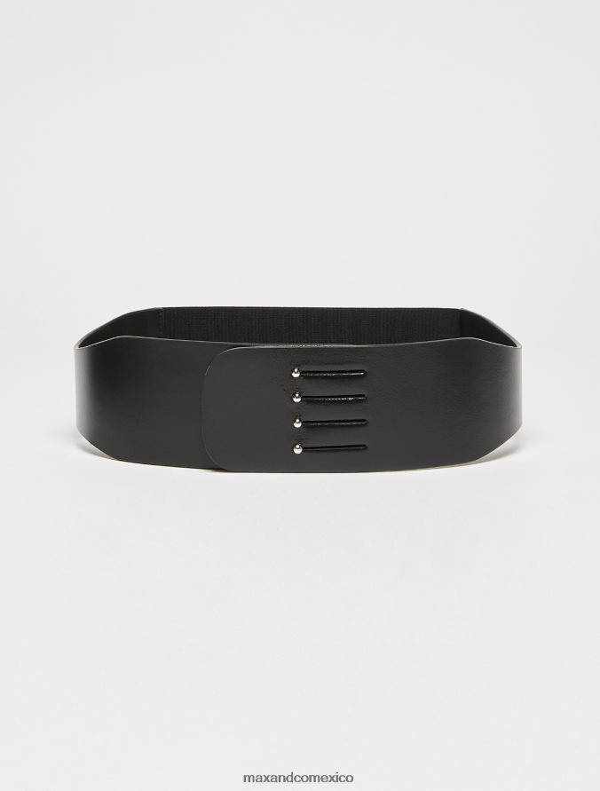 MAX&Co. mujer cinturón ancho de cuero con tachuelas Z860B1096 accesorio negro