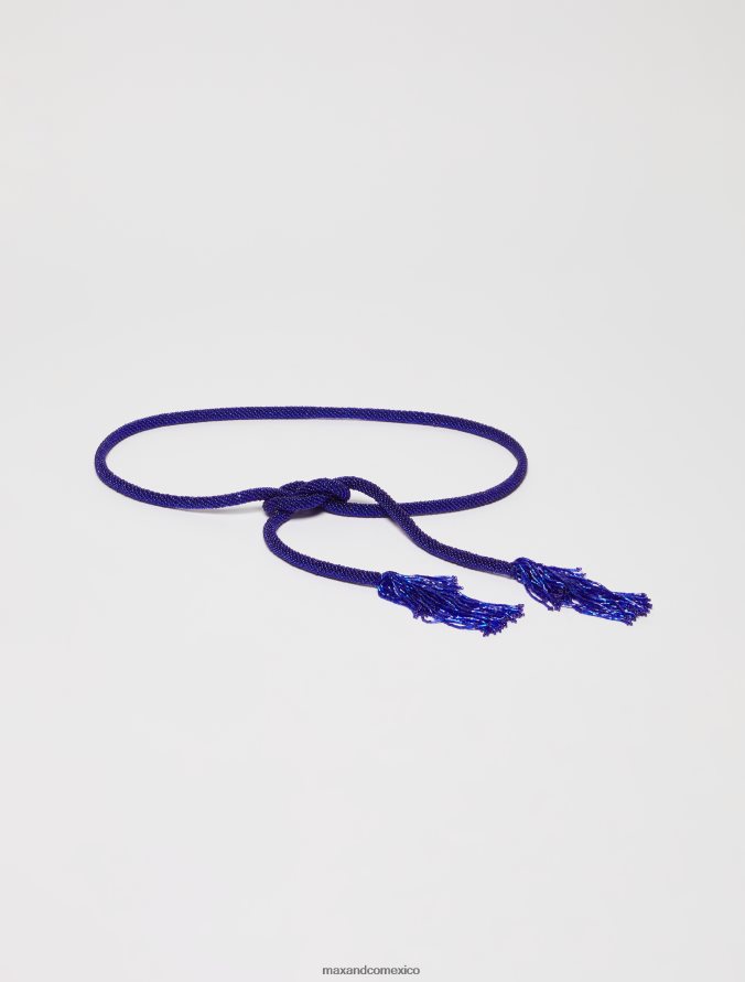 MAX&Co. mujer cinturón con borlas y cuentas Z860B1093 accesorio azul aciano