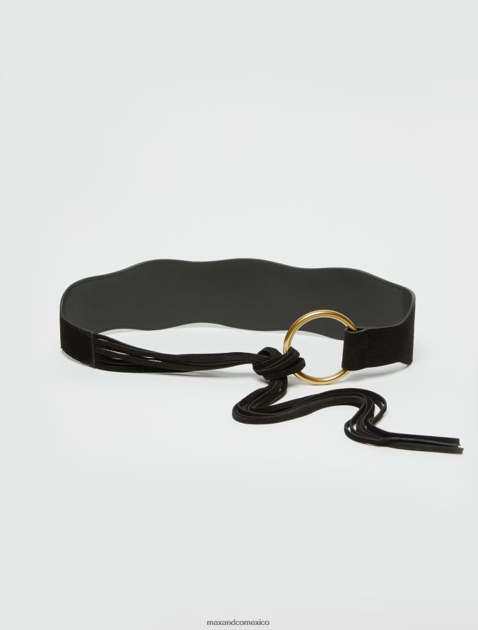 MAX&Co. mujer cinturón de ante con flecos Z860B1080 accesorio negro