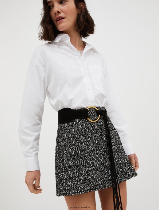 MAX&Co. mujer cinturón de ante con flecos Z860B1080 accesorio negro