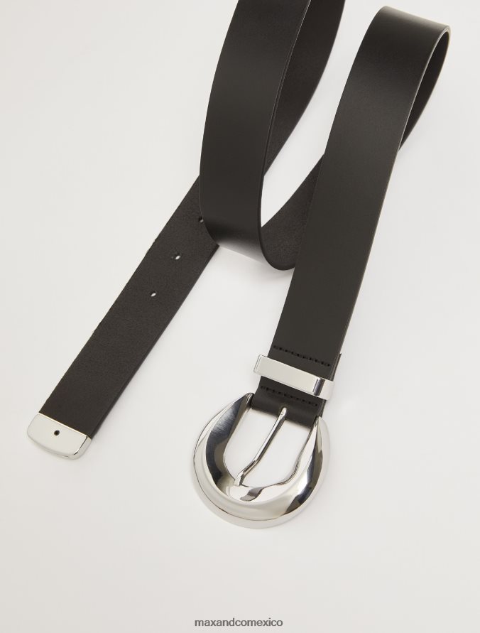 MAX&Co. mujer cinturón de cuero delgado Z860B1086 accesorio negro