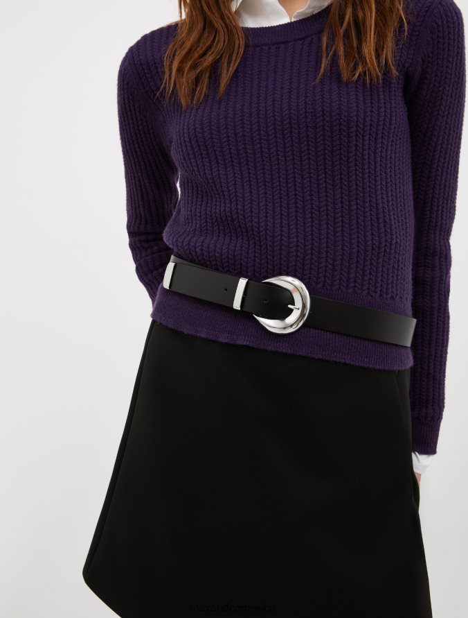 MAX&Co. mujer cinturón de cuero delgado Z860B1086 accesorio negro