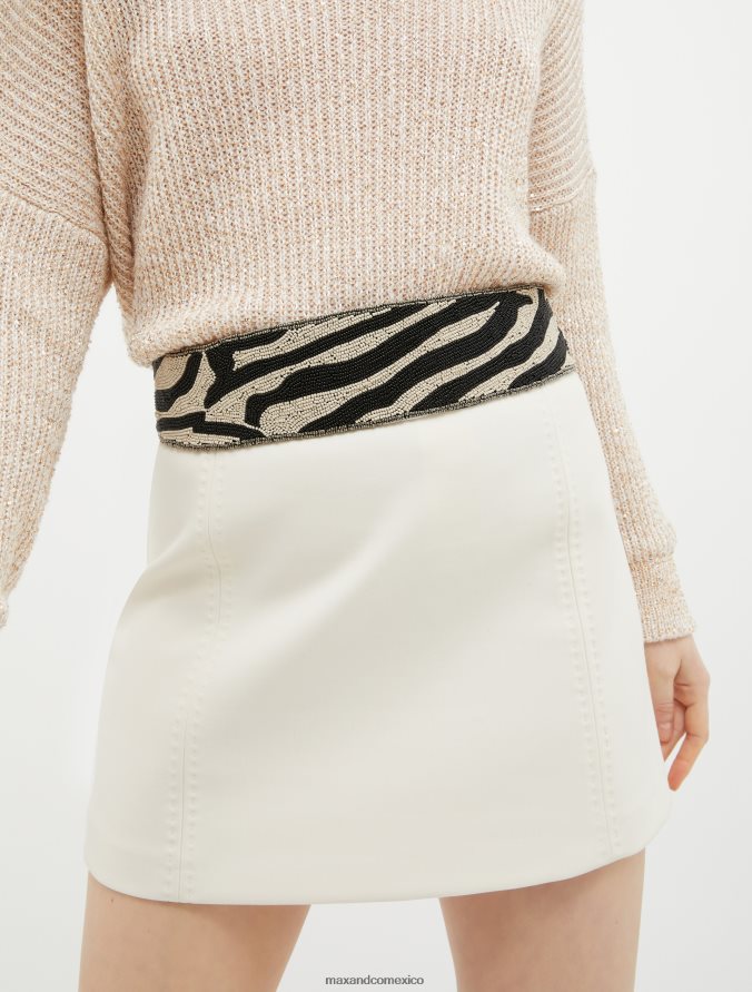 MAX&Co. mujer cinturón de satén con cuentas Z860B1098 accesorio negro