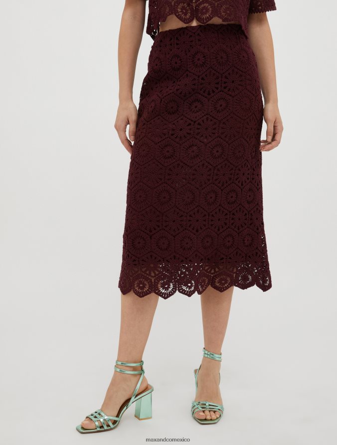 MAX&Co. mujer falda de punto de macramé Z860B782 vestir rojo