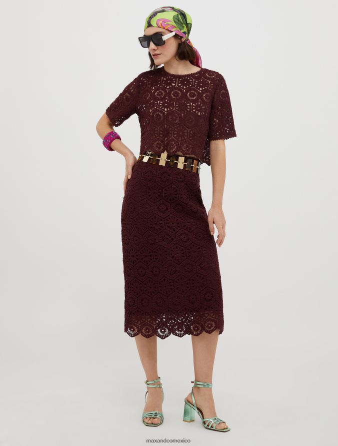 MAX&Co. mujer falda de punto de macramé Z860B782 vestir rojo