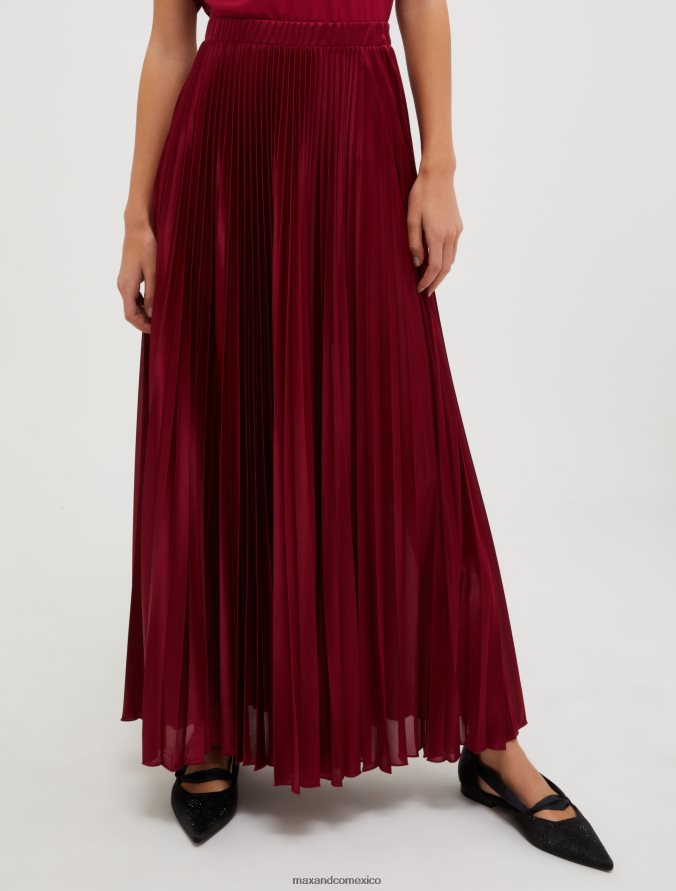 MAX&Co. mujer falda de punto plisada Z860B753 vestir borgoña