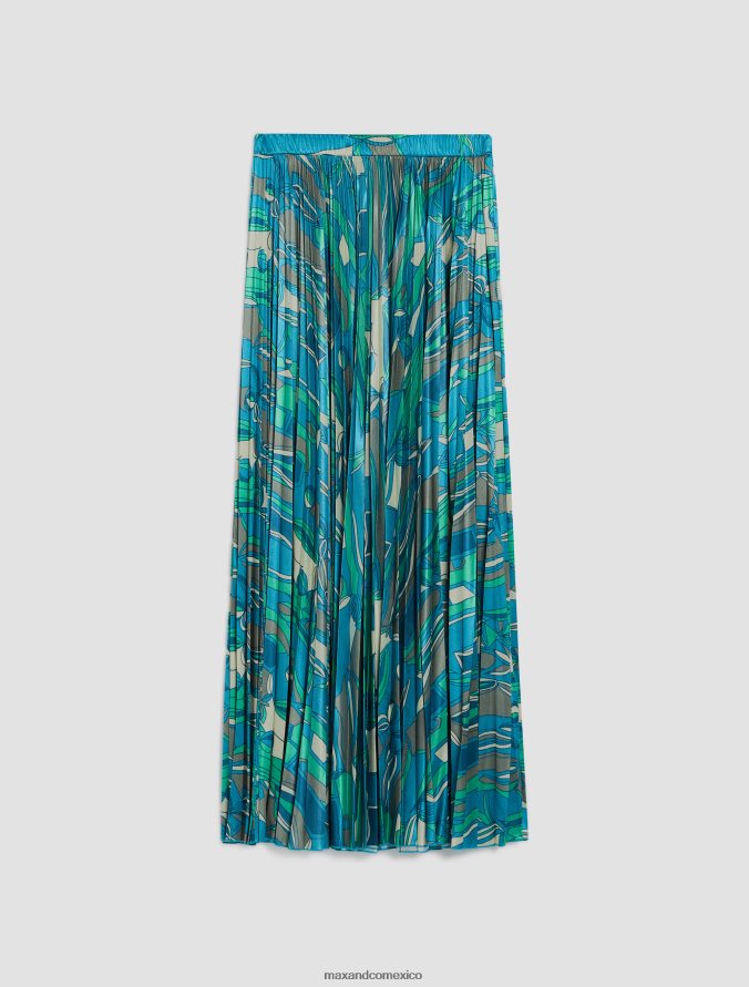 MAX&Co. mujer falda de punto plisada Z860B754 vestir patrón verde