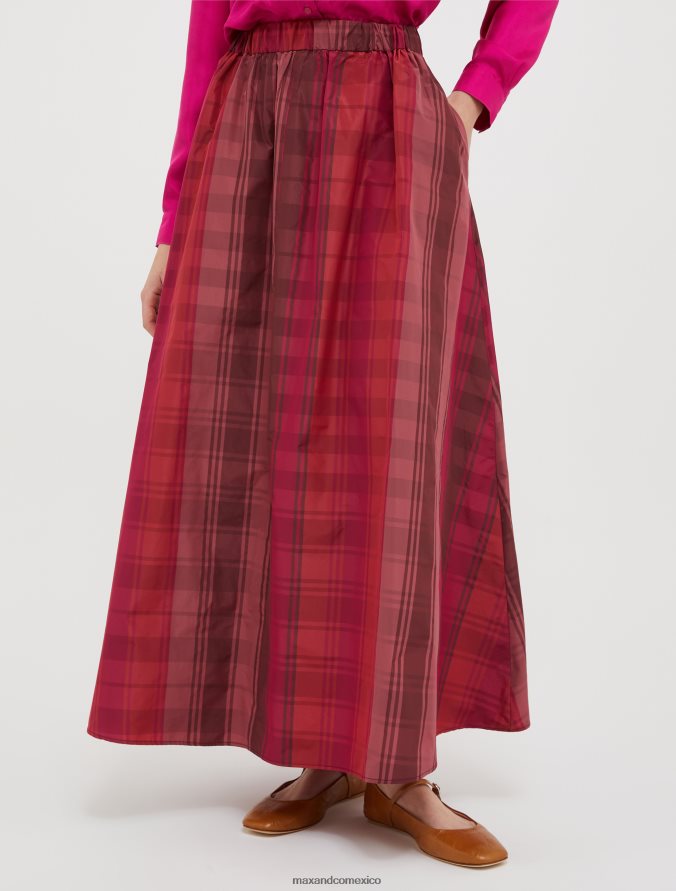 MAX&Co. mujer falda larga de tafetán Z860B752 vestir patrón burdeos