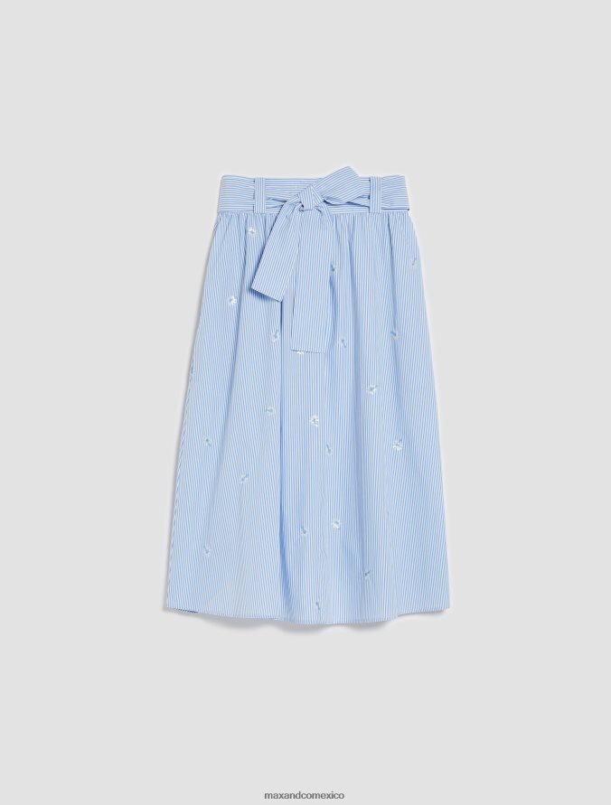 MAX&Co. mujer falda midi de popelina de algodón a rayas Z860B763 vestir patrón azul claro