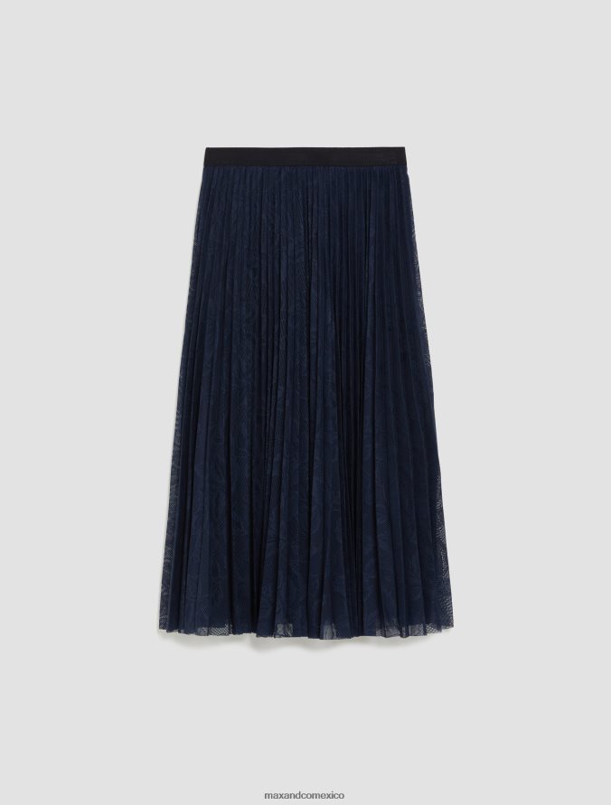 MAX&Co. mujer falda midi plisada de encaje Z860B775 vestir Azul marino