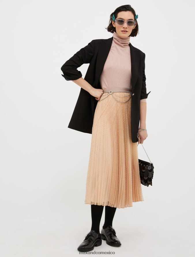 MAX&Co. mujer falda midi plisada de tul Z860B786 vestir Marfil