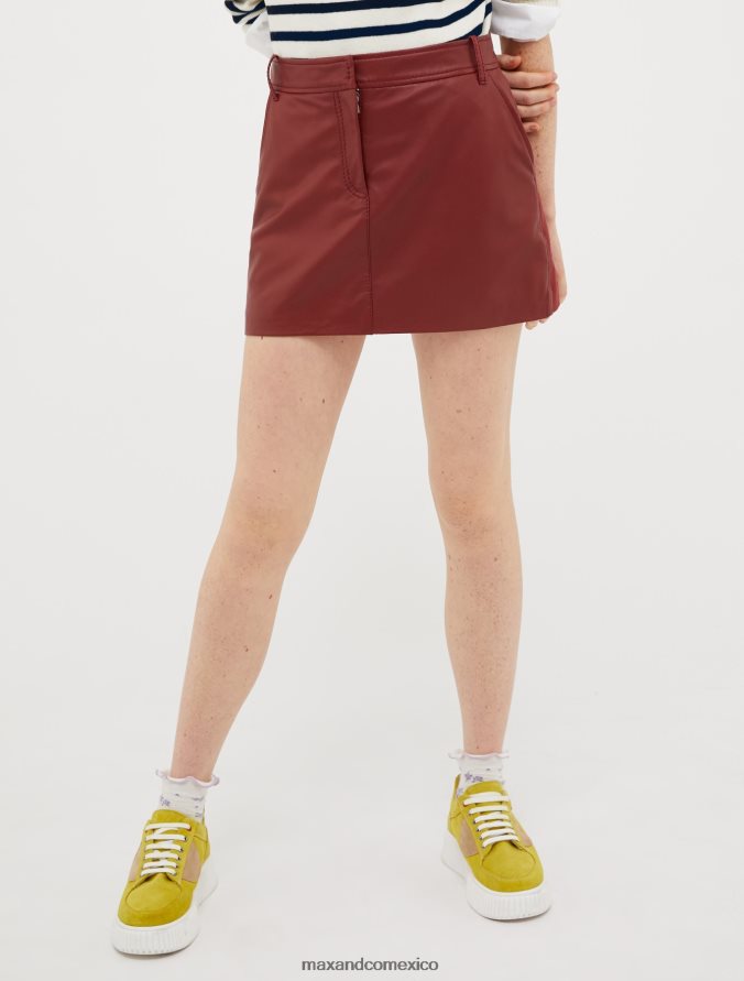 MAX&Co. mujer minifalda de punto y piel de napa Z860B800 vestir borgoña