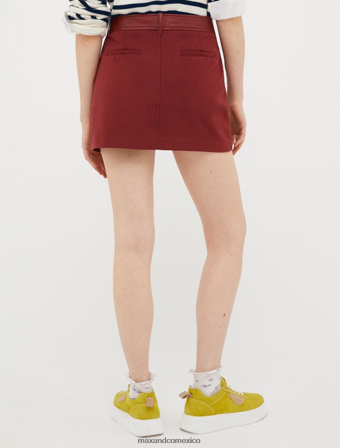 MAX&Co. mujer minifalda de punto y piel de napa Z860B800 vestir borgoña