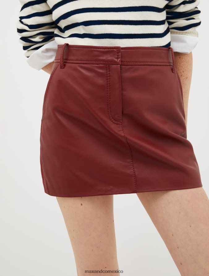 MAX&Co. mujer minifalda de punto y piel de napa Z860B800 vestir borgoña