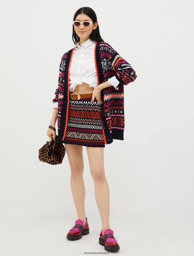 MAX&Co. mujer minifalda en jacquard en mezcla de lana Z860B795 vestir azul aciano