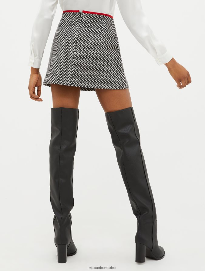 MAX&Co. mujer minifalda en mezcla de lana Z860B794 vestir patrón negro