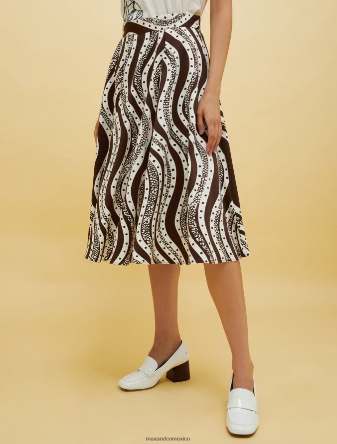 MAX&Co. mujer personas, lugares, falda circular de color Z860B768 vestir patrón marrón