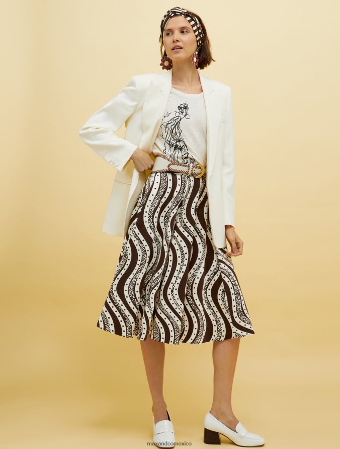 MAX&Co. mujer personas, lugares, falda circular de color Z860B768 vestir patrón marrón