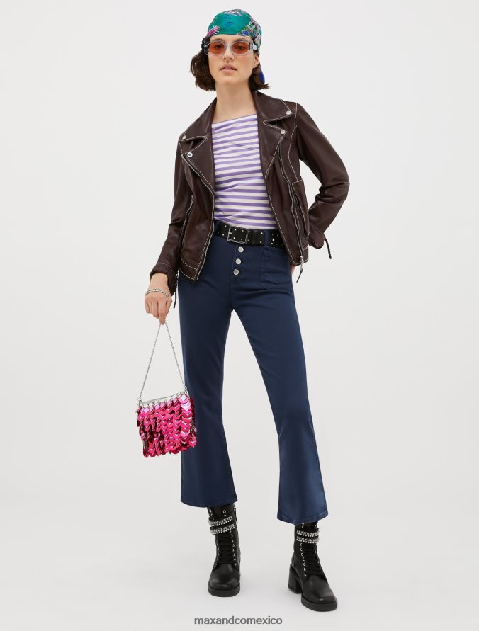 MAX&Co. mujer pantalones acampanados de algodón Z860B715 vestir Azul marino