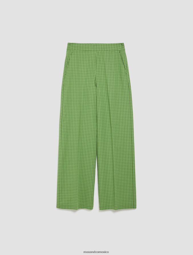 MAX&Co. mujer pantalones anchos a cuadros vichy Z860B673 vestir patrón verde brillante