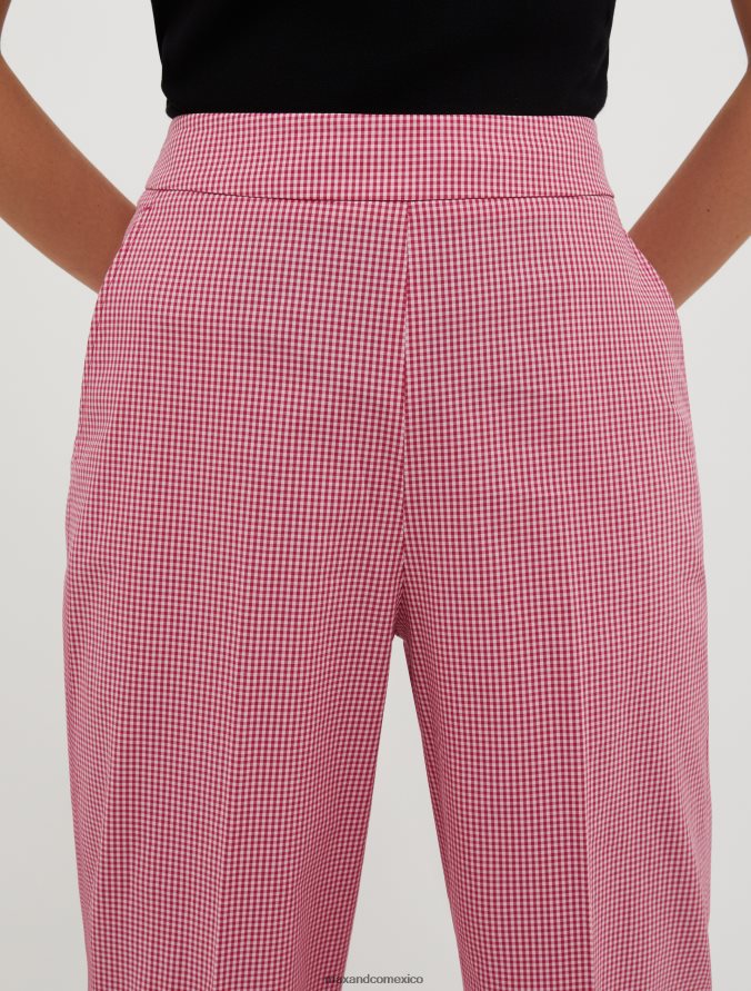 MAX&Co. mujer pantalones anchos a cuadros vichy Z860B674 vestir patrón rosa rosa