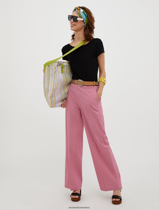 MAX&Co. mujer pantalones anchos a cuadros vichy Z860B674 vestir patrón rosa rosa