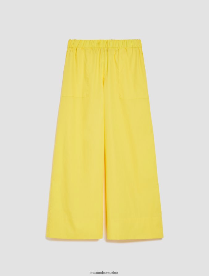 MAX&Co. mujer pantalones anchos de popelina de algodón Z860B692 vestir limón