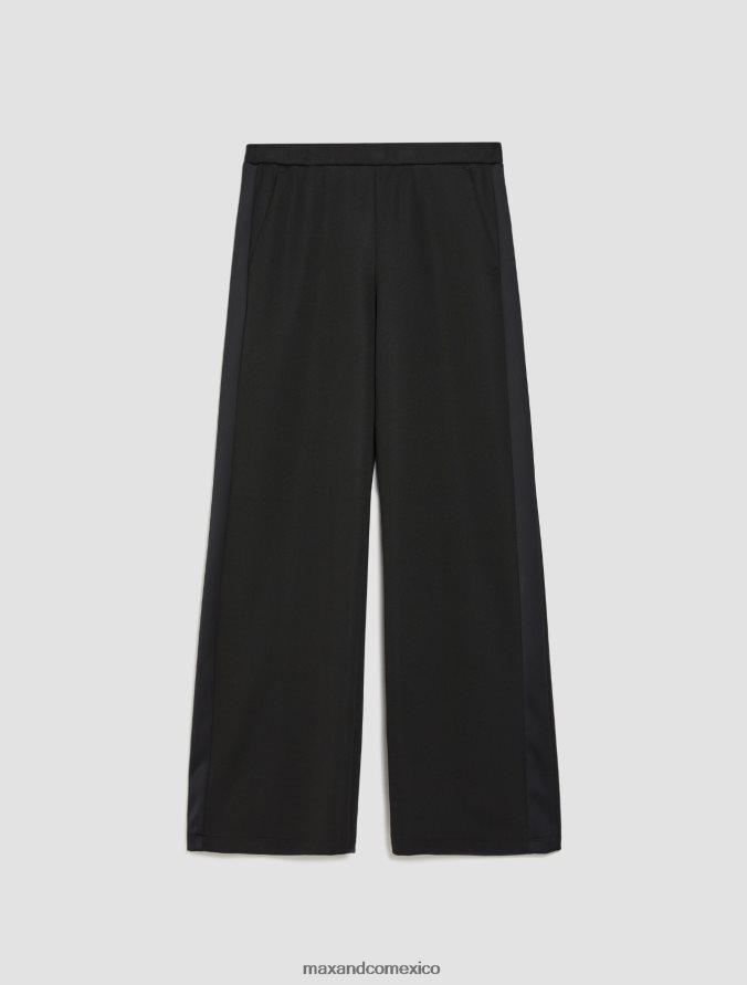 MAX&Co. mujer pantalones anchos de punto con raya lateral Z860B303 vestir negro