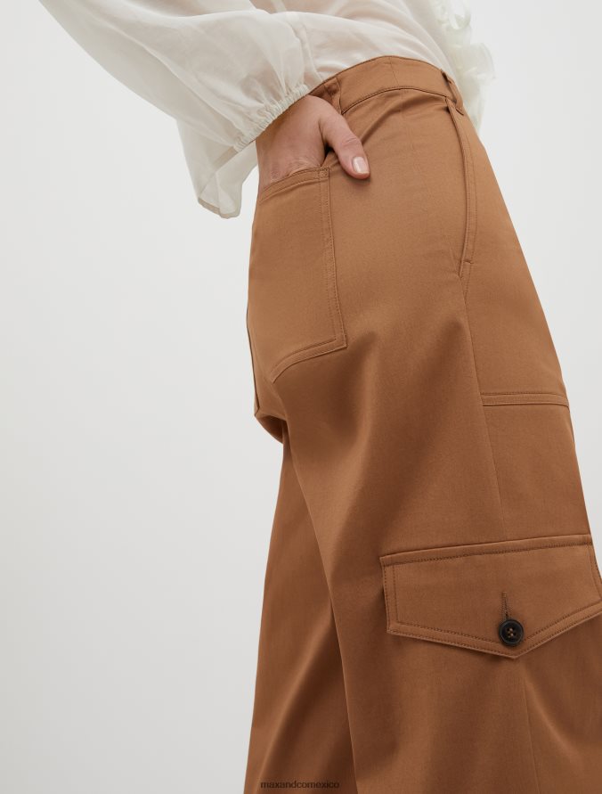 MAX&Co. mujer pantalones cargo de gabardina de algodón Z860B687 vestir marrón