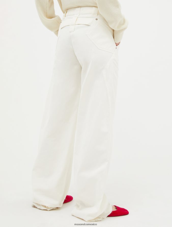 MAX&Co. mujer pantalones de dril de algodón Z860B725 vestir blanco