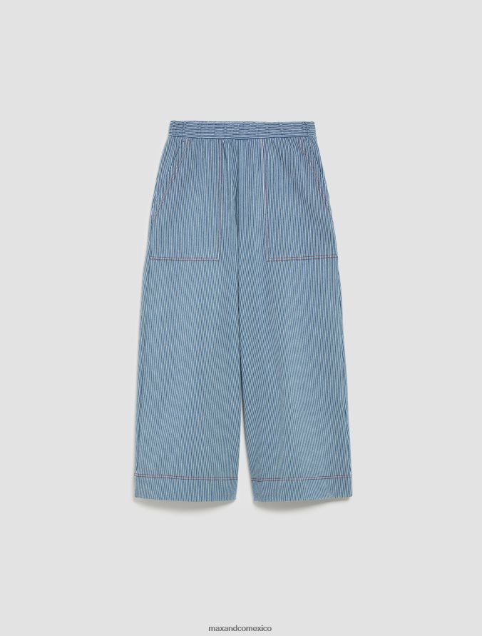 MAX&Co. mujer pantalones de punto jacquard a rayas Z860B284 vestir Azul marino
