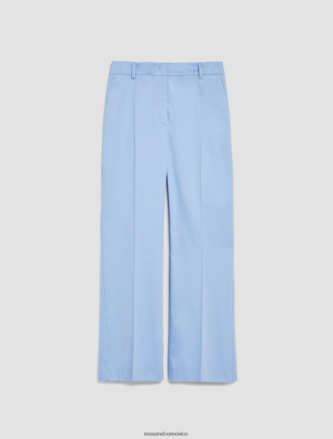 MAX&Co. mujer pantalones de satén de algodón Z860B227 vestir azul claro