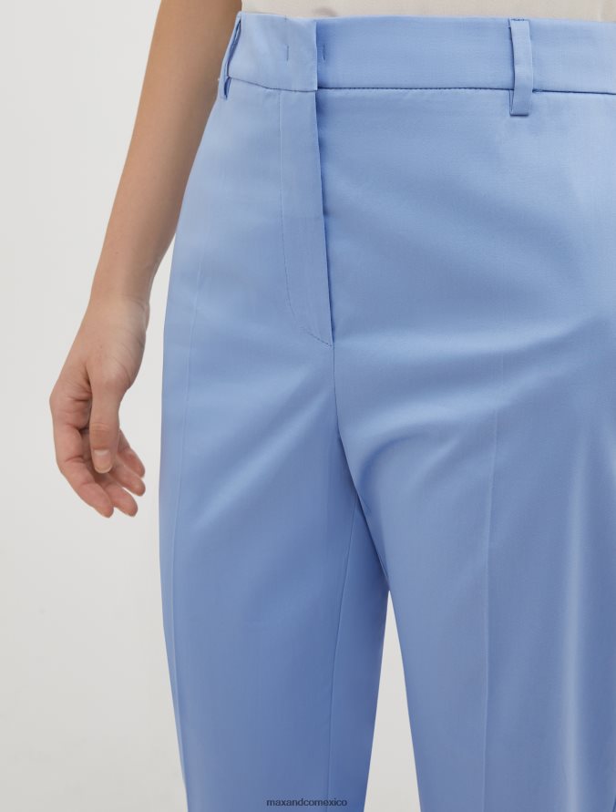 MAX&Co. mujer pantalones de satén de algodón Z860B227 vestir azul claro