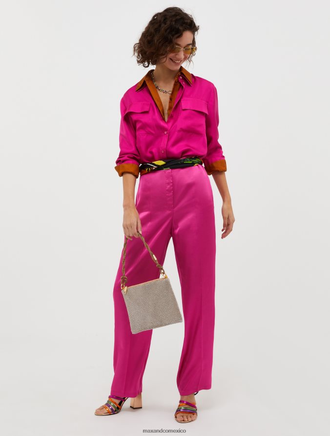 MAX&Co. mujer pantalones fluidos de satén Z860B664 vestir fucsia