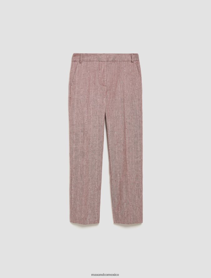 MAX&Co. mujer pantalones slim fit de lino y algodón Z860B290 vestir borgoña