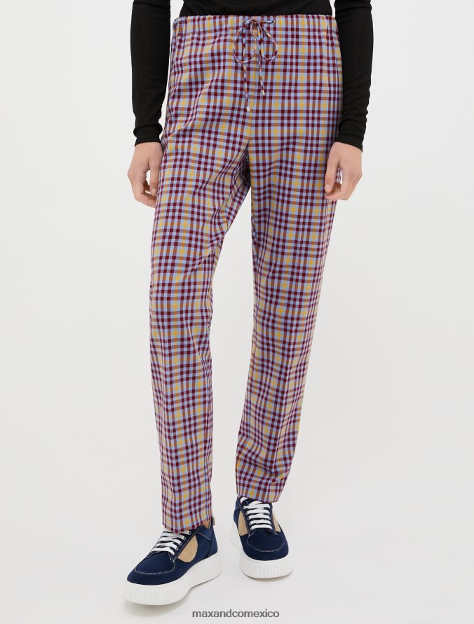 MAX&Co. mujer pantalones utilitarios con cordones Z860B733 vestir patrón rojo