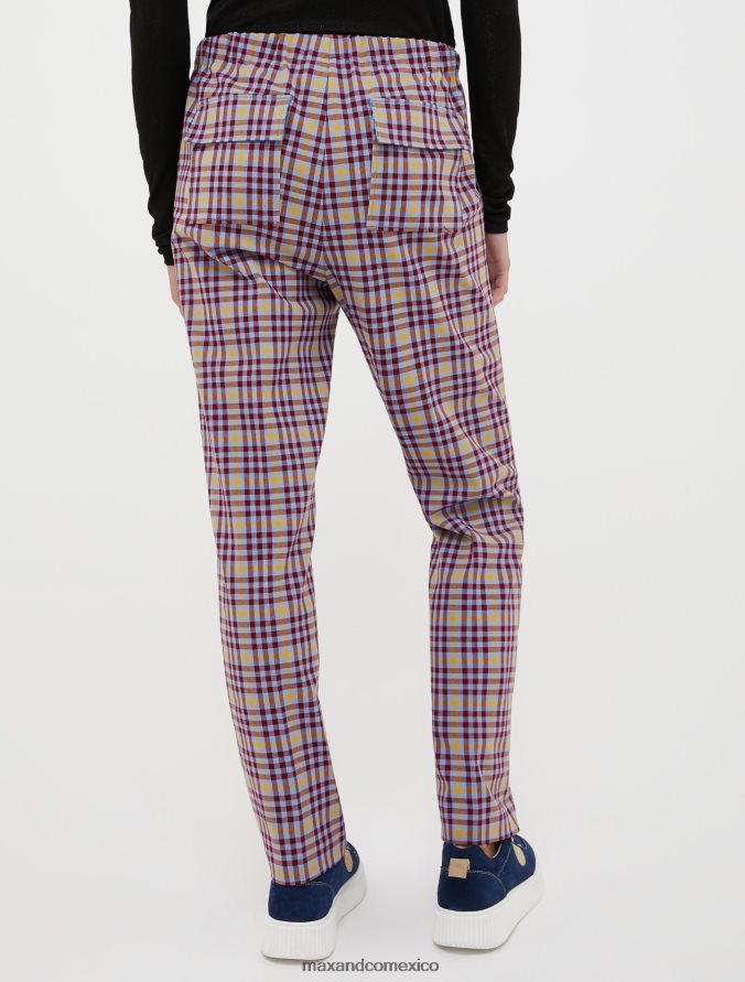 MAX&Co. mujer pantalones utilitarios con cordones Z860B733 vestir patrón rojo