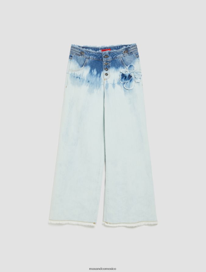 MAX&Co. mujer jeans cortos con efecto tie-dye y aplicaciones Z860B724 vestir azul claro