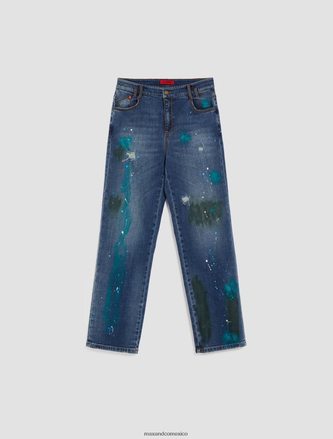 MAX&Co. mujer jeans hipster pintados a mano Z860B703 vestir azul medianoche