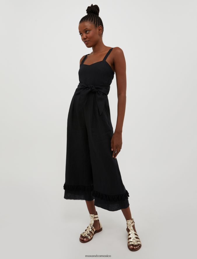MAX&Co. mujer mono corto de lino Z860B164 vestir negro