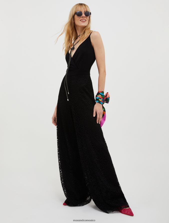 MAX&Co. mujer mono de punto elástico con encaje Z860B155 vestir negro