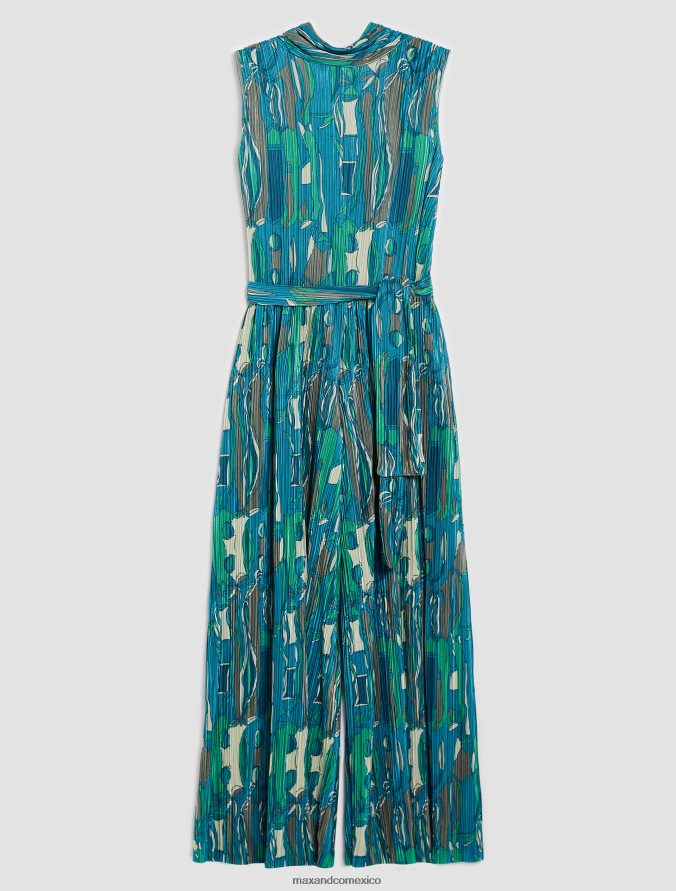 MAX&Co. mujer mono de punto plisado Z860B154 vestir patrón verde