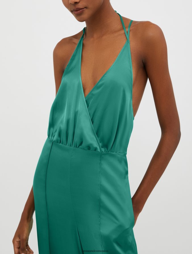 MAX&Co. mujer mono palazzo de satén Z860B144 vestir verde esmeralda