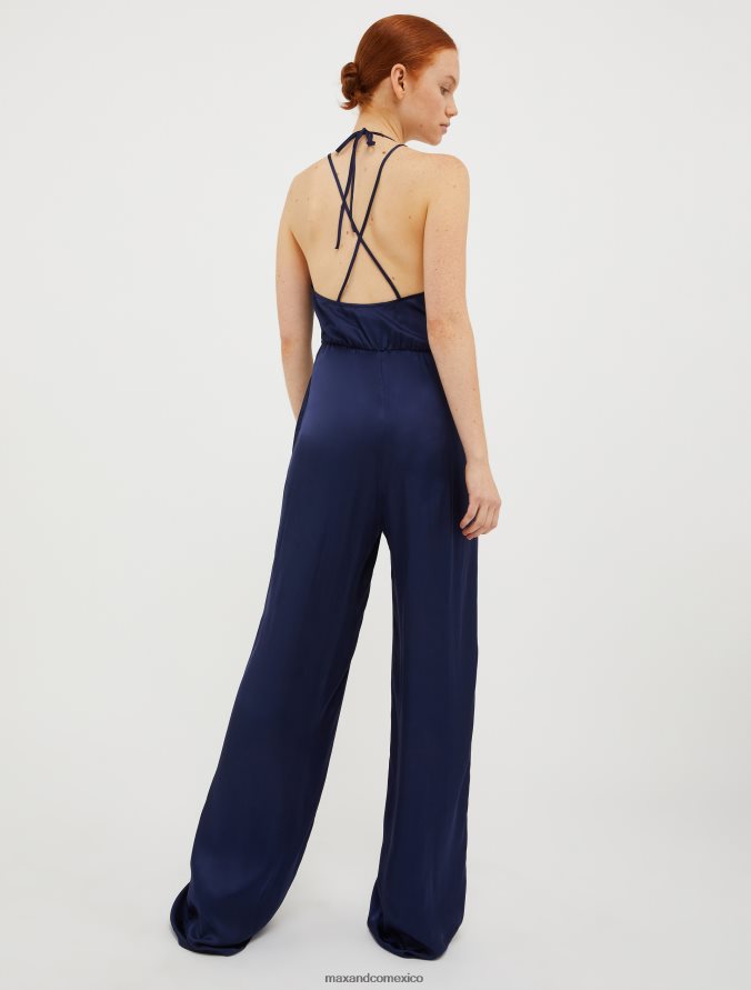 MAX&Co. mujer mono palazzo de satén Z860B145 vestir azul medianoche